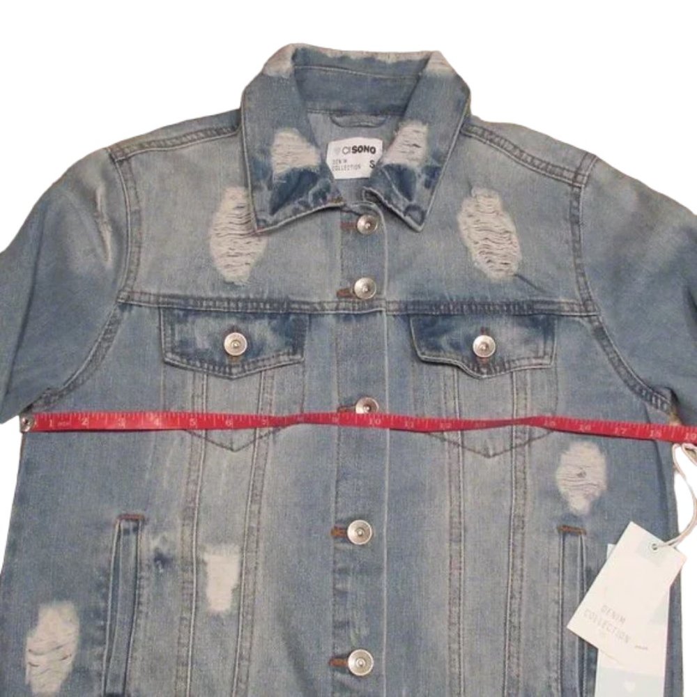 CI Sono Womens Distressed Denim Jacket, New, Size - S - Picture 3 of 10